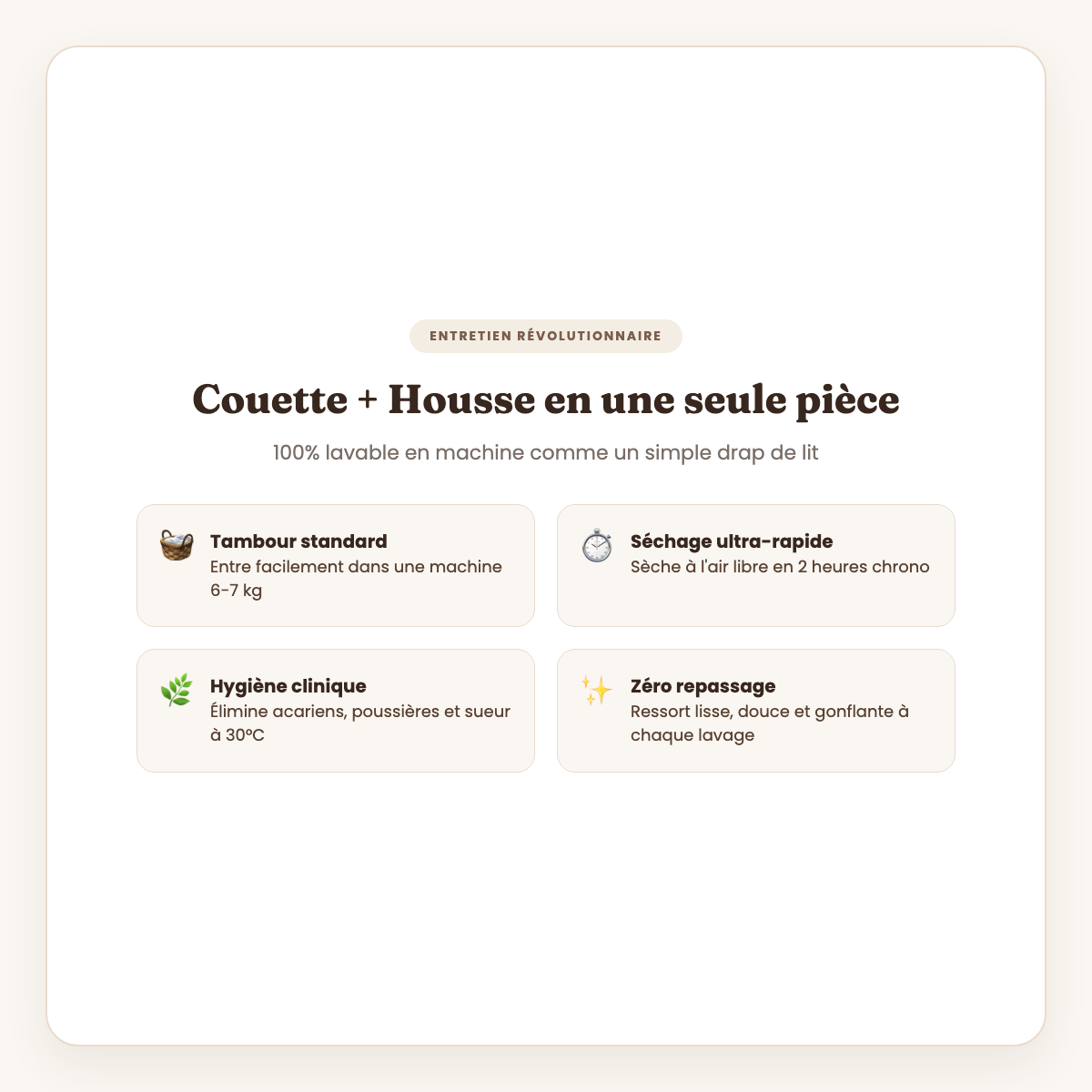Couette 100% lavable en machine à 30 degrés