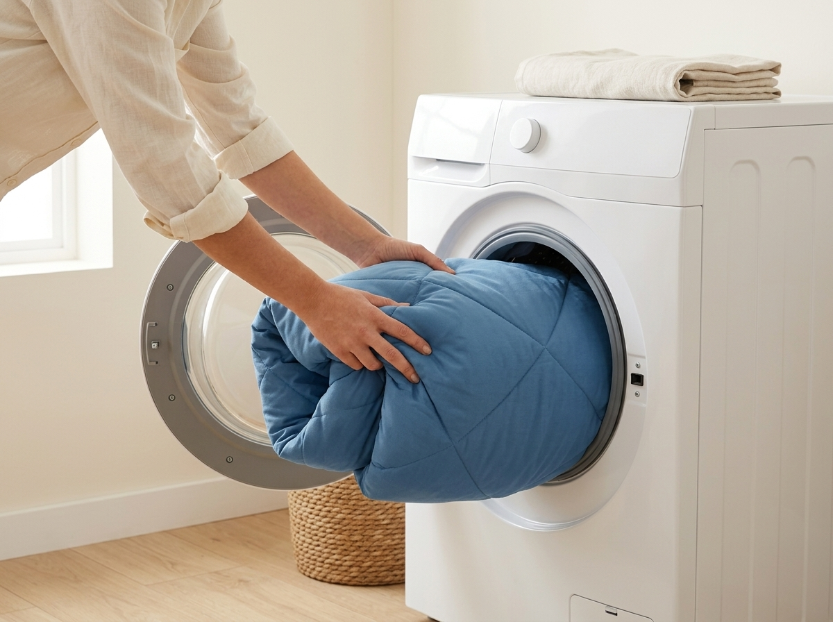 Mettre la couette entière au lave-linge à 30 degrés